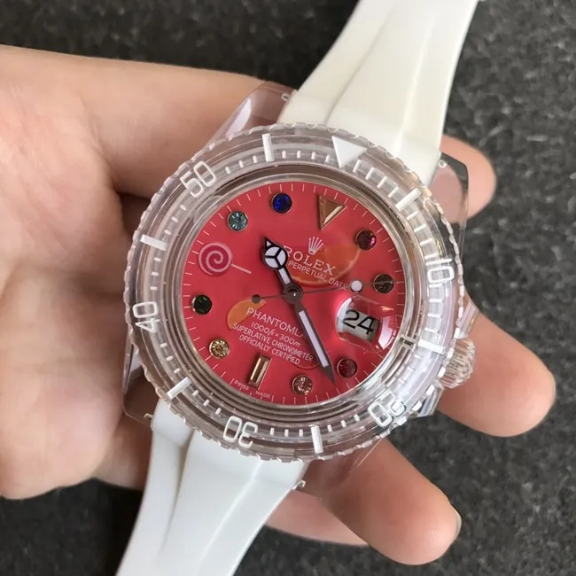 top-tier replicaRolex men's red plate rubber strap2021 new crystal series mechanical watch bracelet picture