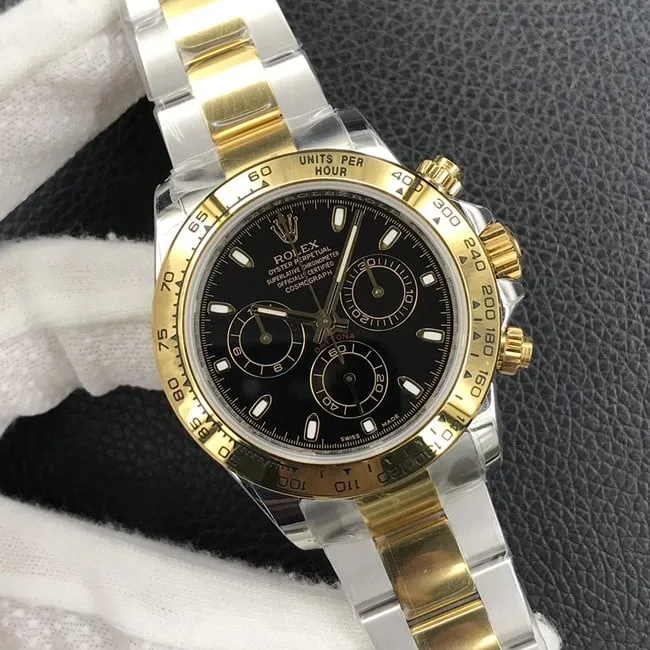 top-tier watch Rolex universe chronograph Daytona men's black dial gold belt automatic movement watch clasp picture