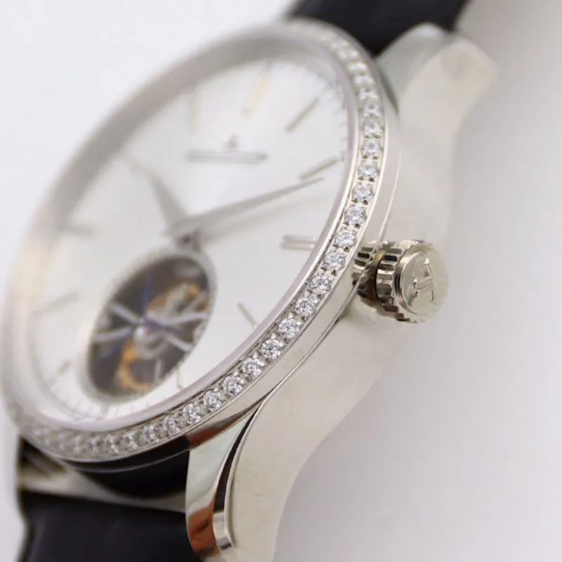 Jaeger-LeCoultre master top-tierhigh-quality watch 1662451 series automatic genuine tourbillon men's diamondwhite dial watch movement picture