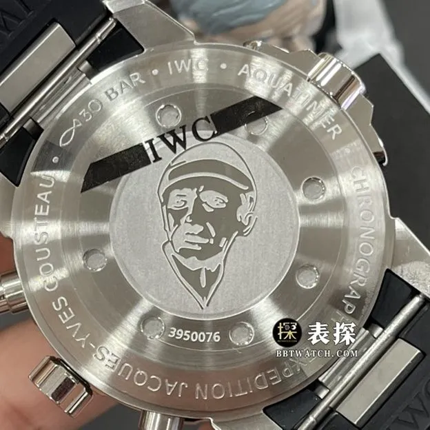 V6 factory IWC watch marine timepiece watch men's blue panda dial rubber model picture and price caseback live photo