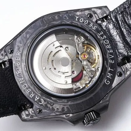 top-tierRolexreplica men's black dial nylon strap full automatic movement watch front view