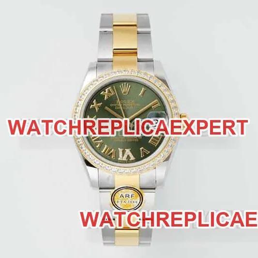ARF FactoryRolex log 1:1super clonegreen dialdiamond bezel31mm gold three grid link 278383caseback live photo