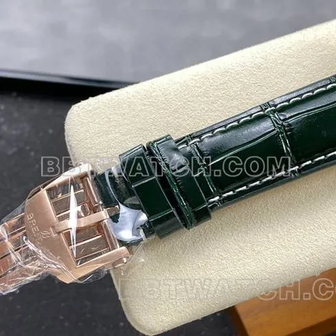 collectible watch BLS factory Breitling aviation chronographrose goldgreen dialleather strap model clasplive photos