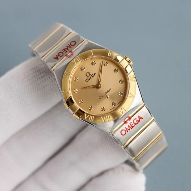 TW factory Omegatop-tier watch constellation series quartz ladies gold plate steel bracelet front view