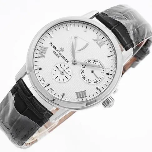 APEX factory top-tier watch Vacheron Constantin men's white dial black belt inheritance series watch leather strap picture
