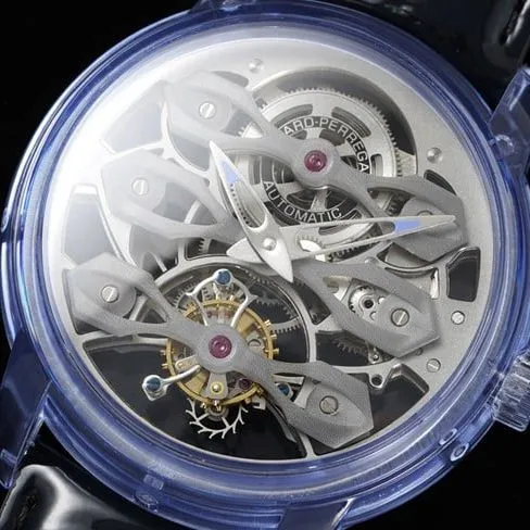 top-tier Girard-Perregaux top-tier Golden Bridge series fully automatic movement men's gray plate black belt tourbillon watch movement picture