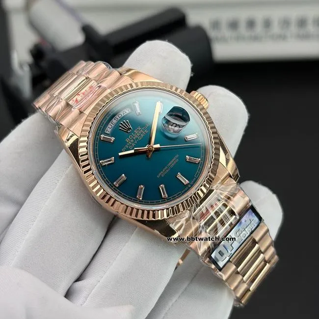 collectible watch Day-DateQF factory Rolex blue green dial 36mm braceletlive photos
