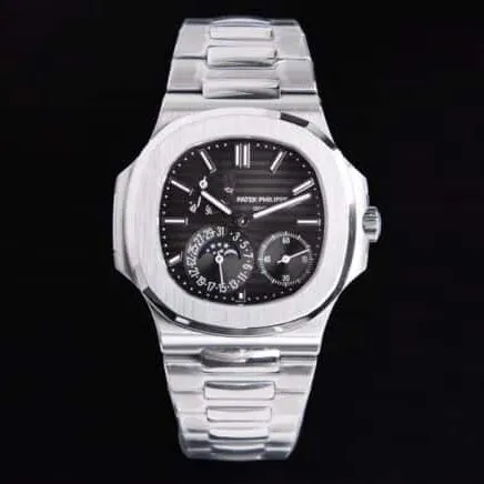 GR factory top-tier watch Patek Philippe5712GR king of steel white steel black bottom men's mechanical watch shocking debut clasp picture