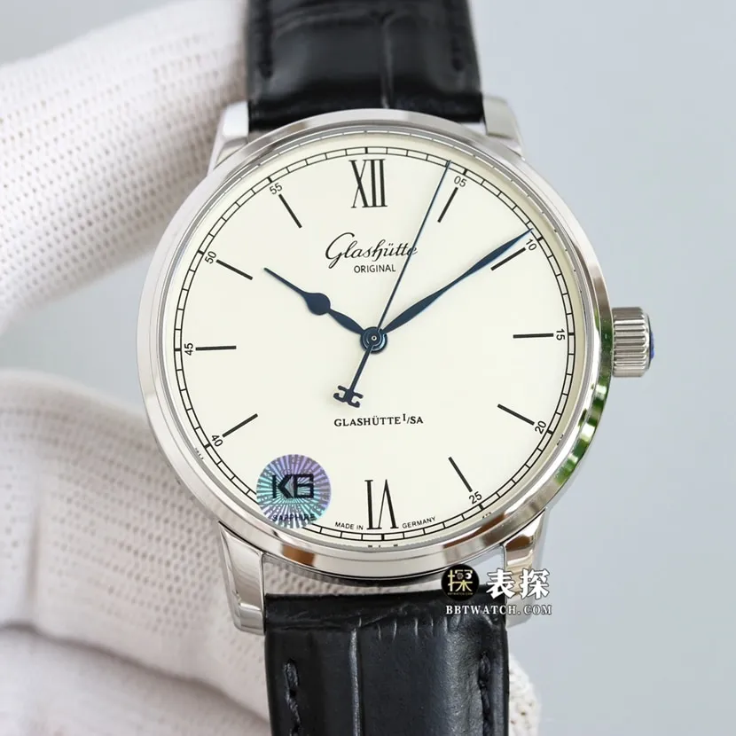 3WF factory Glashütte Original original top-tier watch men's white dialleather strap picture and price caseback live photo