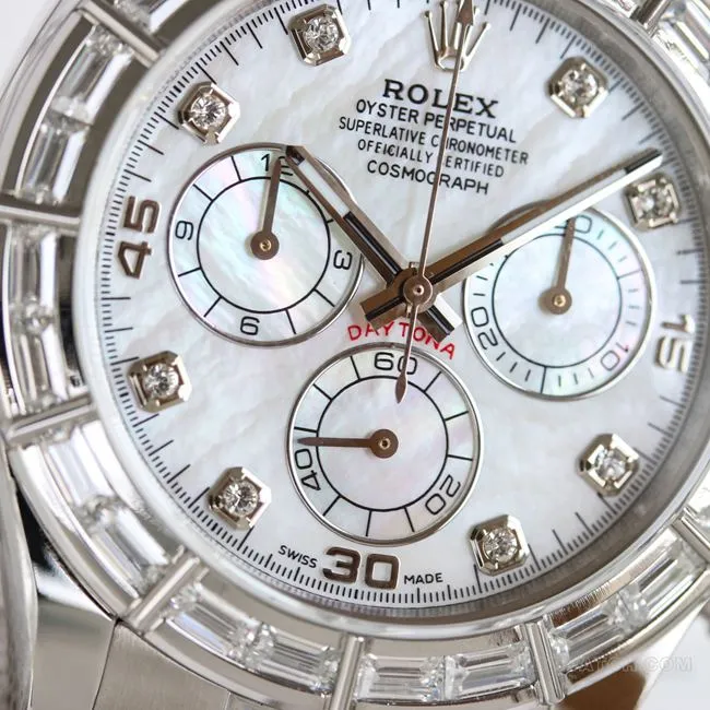 collectible watch PPM factory DaytonaRolex white mother-of-pearl dial 4130 mechanical front live photo