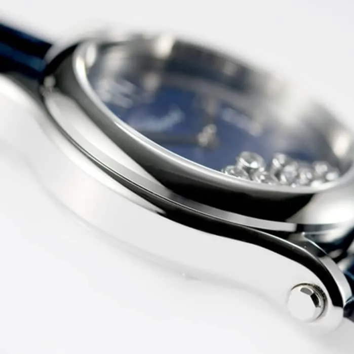 top-tier watch Chopard women's blue dial blue belt happy diamond series watch clasp picture