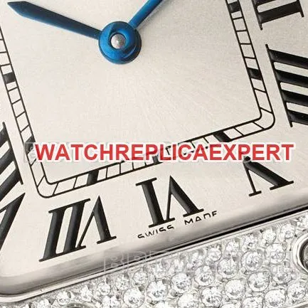 top-tier watch Santos Cartiersilver dialdiamond bezelquartz movementcaseback live photo