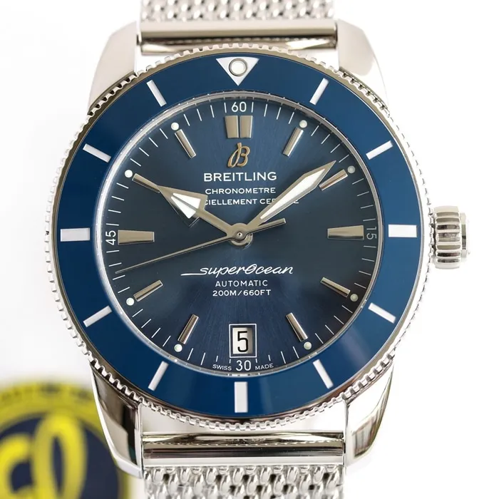 top-tier watch Breitling men's blue dial super ocean culture mechanical watch side view