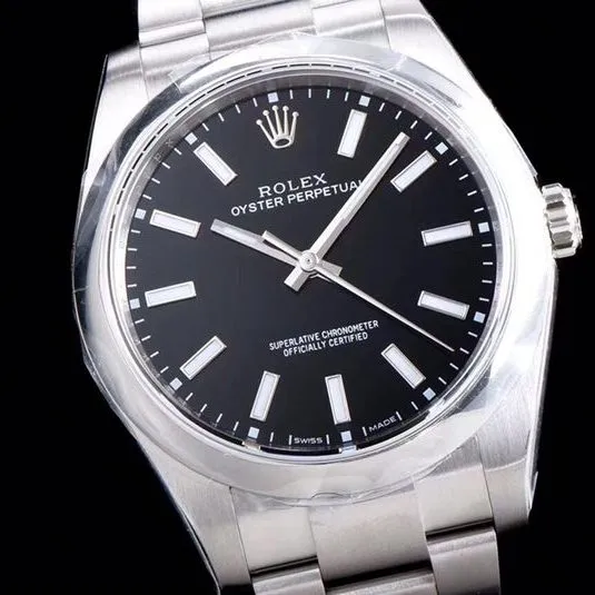 Rolextop-tier watch Oyster Perpetual series men's mechanical black dialsteel bracelet watch clasp picture