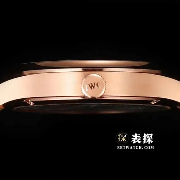 Portuguese IWC1:1replica watch white dialtourbillonrose goldleather strap model IW545801side live photo