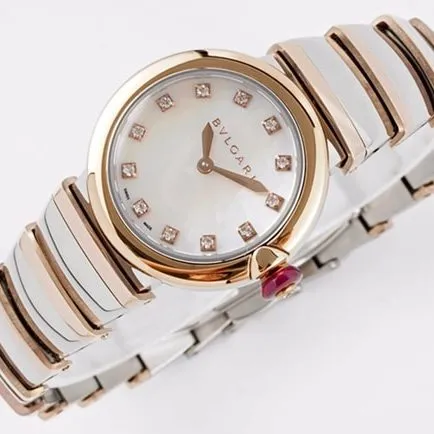 top-tier replicaBvlgari women's white dial18Krose gold with LVCEA series quartz watch clasp picture