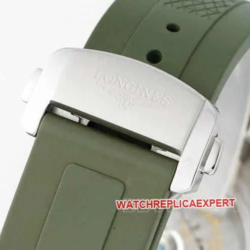 AF Longines Concast stop-tier silver gray dial green rubber model L3.835.4.02.9braceletlive photos
