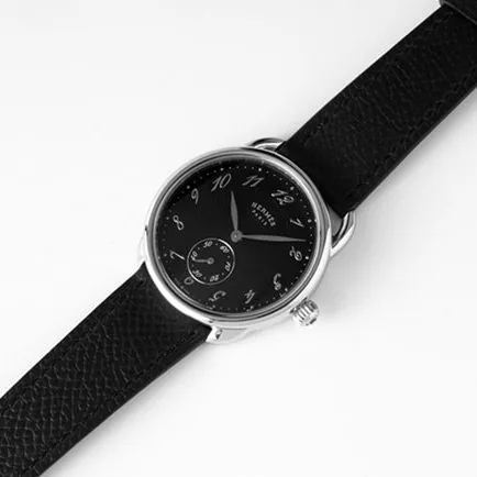 top-tier Hermès women's black dial black belt classic watch series quartz watch clasp picture
