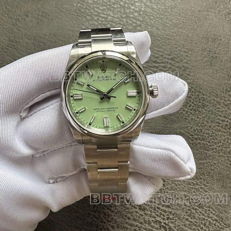 VS FactoryRolex Oyster Perpetual top-tier 1:1high-quality replicagreen dial134300front live photo