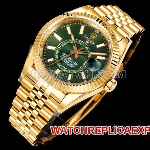 AR+ factory collectible watch pilot rolexgreen dial mechanical yellow goldside live photo