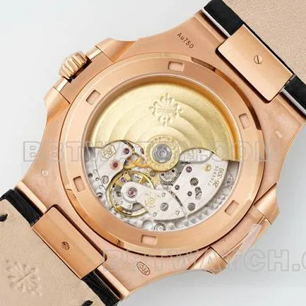 top-tier watch NautilusDDF factory Patek Philippeblack dial leather bracelet5711front live photo