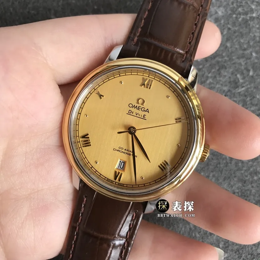 Omega Diefei top-tier watch men's champagne gold plate yellow goldleather strap model pictures and prices clasplive photos