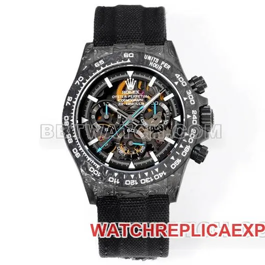 collectible watches Ditonner TW Factory Rolex Black Plate Black Case Black Nylon Strap Side Actual Pictures