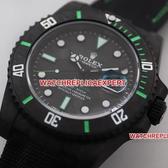VS FactoryRolexSubmariner1:1super cloneblack dial carbon fiber green ring leather strap caseback live photo
