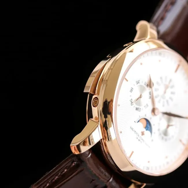 top-tier watch Vacheron Constantin men's white dial brown belt Loft Craftsman series automatic movementleather strap watch detail shots