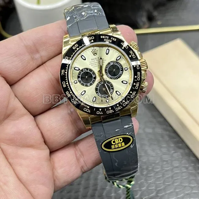 collectible watch Daytona gold plate CBD factory Rolexyellow gold4130 mechanical front live photo