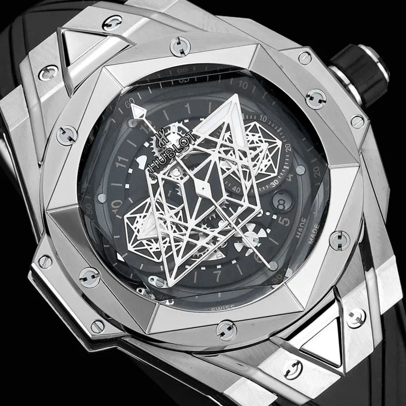 HublotHublotsuper watch new BigBangSangBleuII tattoo men's mechanical watch clasp picture