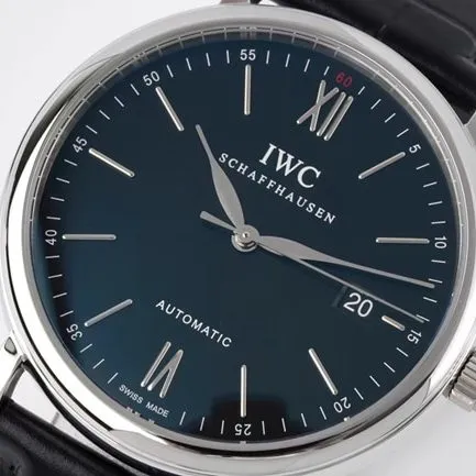 ZF Factorytop-tier watch IWC blue dial black belt automatic movementleather strap strongest Portofino series watch back cover picture