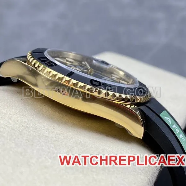 Rolex watch ARF Factory Yacht-Master black dialyellow gold case 42mm rubber model braceletlive photos