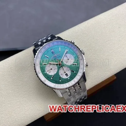 1:1replica watch BreitlingBLS factory aviation chronographgreen dialsteel bracelet model side live photo