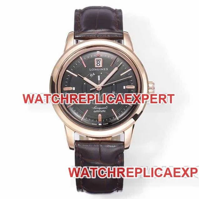 AD factory Longines classic replicatop-tier 1:1super carbon black dialrose goldleather strap front live photo