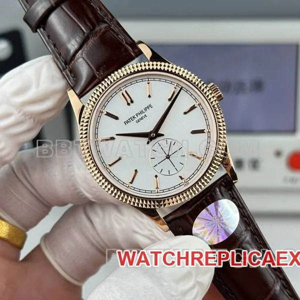 Patek Philippe collectible watch SDF factory classic silver dial nail ring rose gold case 39mmleather strap model front live photo