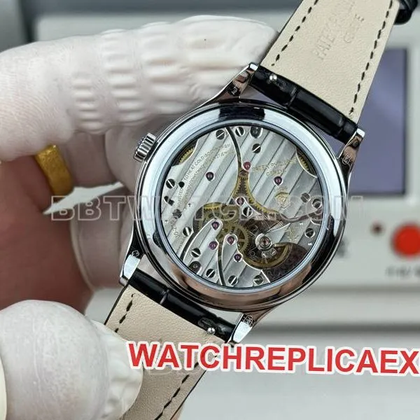 Patek Philippetop-tier watch SDF factory classic silver dial nail pattern ring 39mmleather strap model braceletlive photos