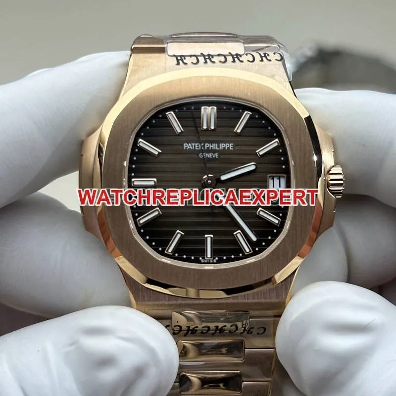 Patek Philippe collectible watch BBF factory Nautilusrose gold coffee plate 324movementsteel bracelet model side live photo