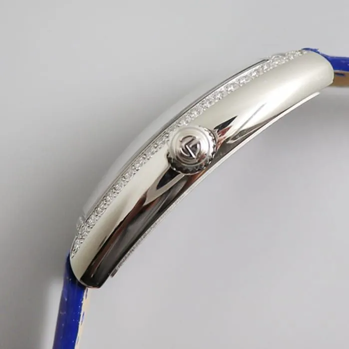 Top-tier watch Franck Muller women's white dial barrel type quartz watch back cover picture