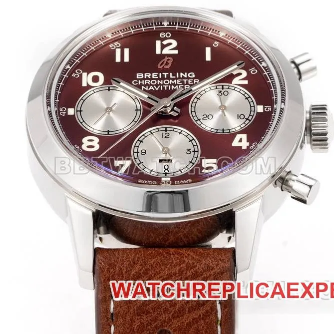 Breitling's collectible watch BLS factory Yueyang red brown plate 41mmchronograph7750movementleather strap model caseback live photo