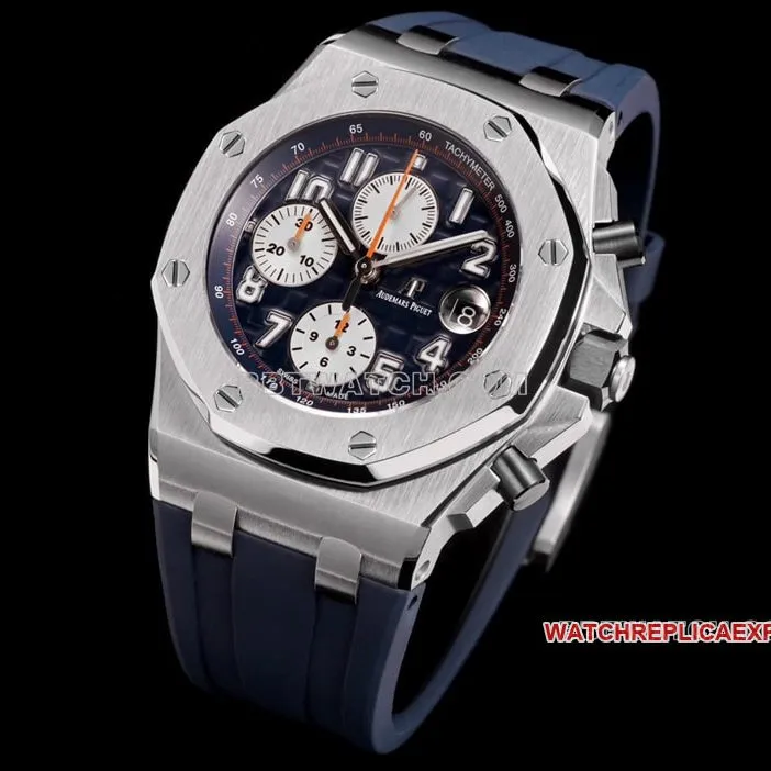 TW factory Audemars PiguetRoyal Oak offshore type 1:1top-tier replicablue dial rubber model 26470caseback live photo