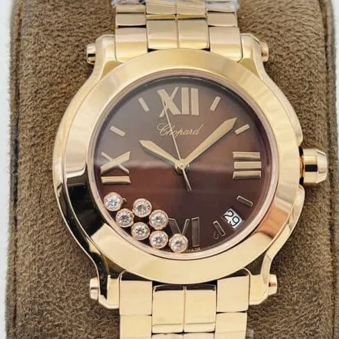 YF factory top-tier watch ChopardHAPPY DIAMONDS series 18k gold ladies watch front view