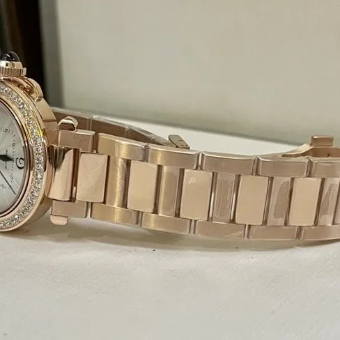top-tier watch Cartier women's white dialsteel bracelet key series 18krose gold watch side view