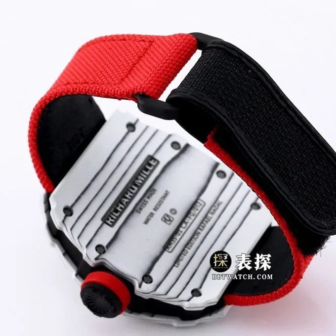 BBR RM 35-01Richard Mille1:1replica watch men's black dial red Velcro braceletcaseback live photo