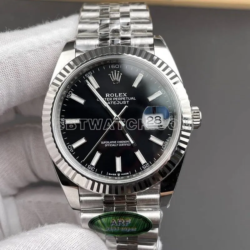 Rolex top watch ARF factory Datejust 41mm black dial 3235 steel strap model side real shot picture