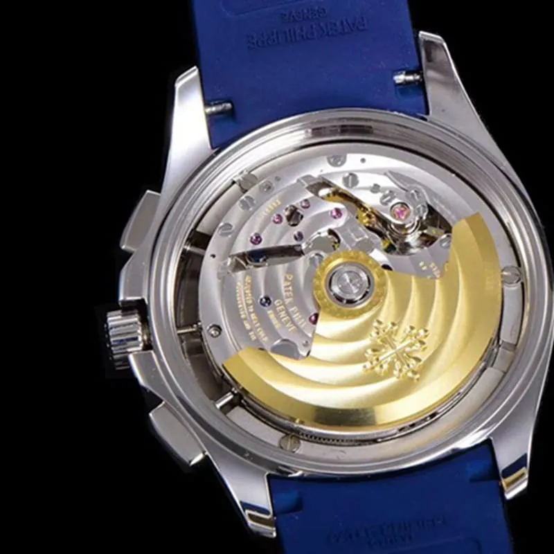 top-tier watch new Patek Philippe men's blue dial fashion grenade chronograph watch front view