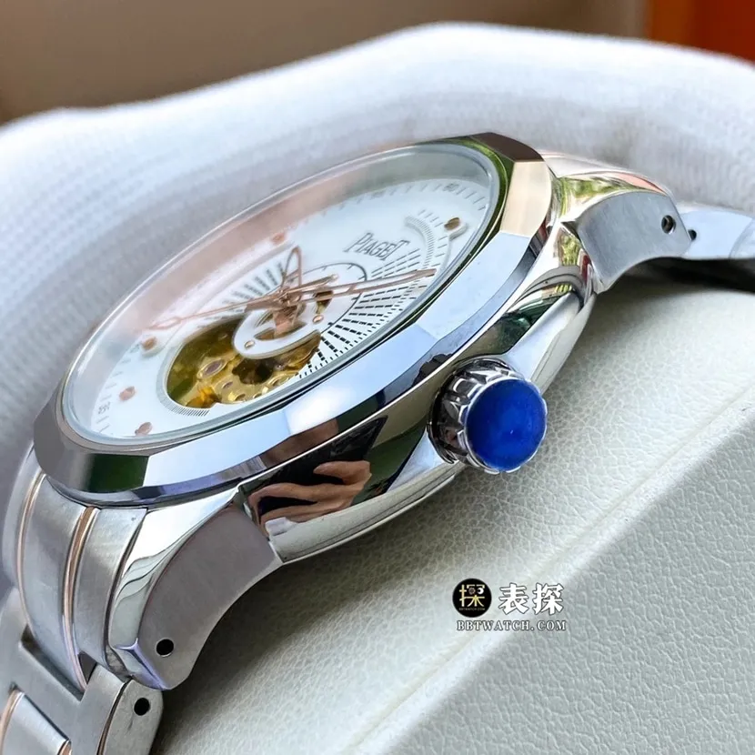 Piaget top-tier 1:1high-quality watch men's white dialsteel bracelet model pictures and prices caseback live photo