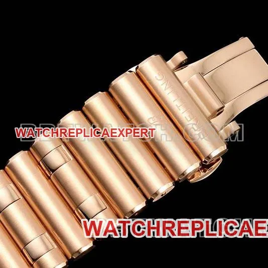 Breitling top collectible watches TF factory mechanical chronograph black disk 44mm rose gold steel belt models side actual photo