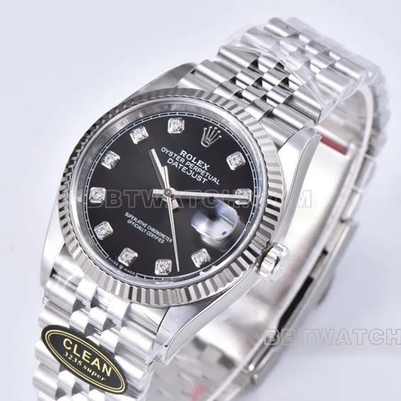 Factory C Rolex log top-tier replica36mm black diamond five-grid chain link m126234-0027braceletlive photos
