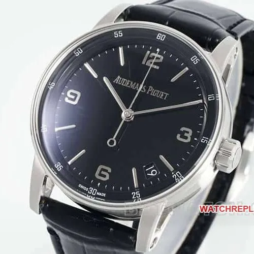 APSAudemars PiguetCODEtop-tier 1:1super cloneblack dialleather strap model 15210side live photo